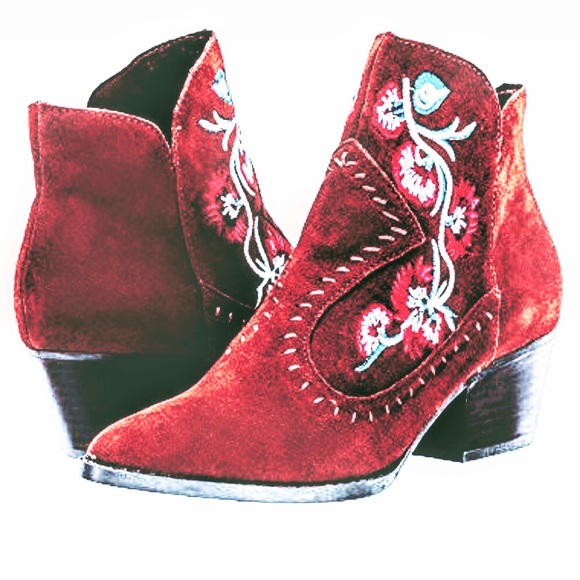 Carlos Santana Shoes - NEW CARLOS SANTANA VIVIAN EMBROIDERED BOOTIES PLUM